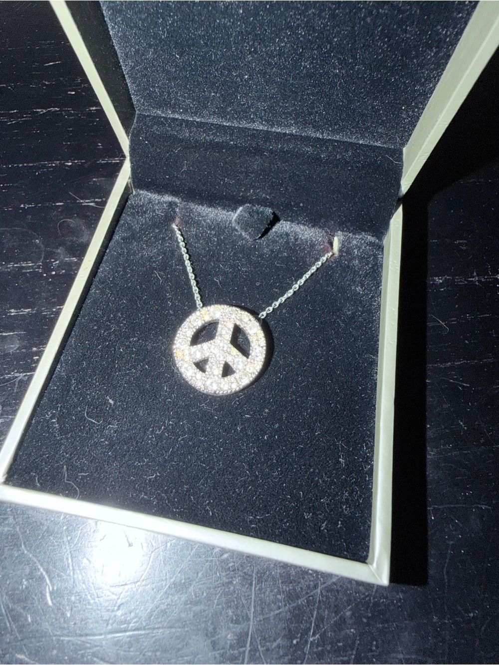 Pavé Peace Sign Pendant Necklace